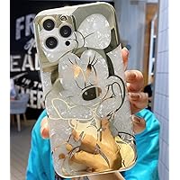 for iPhone 15 Pro Max Case,Cute Cartoon Minnie Mouse Character Women Girls Kids Sparkle Bling Cover Electroplate Bumper Slim Soft TPU Protective Phone Case 6.7'',Minnie