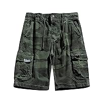 Camouflage Men's Shorts Button Pockets Shorts Pants Elastic Waist Athletic Bootcut Outdoor Trousers Workour Shorts