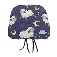Night Sky Moon Stars and Sheep Car Headrest Covers Soft Car Seat Cushion Cover Head Rest Protector for Car Truck