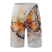 Cotton Shorts Men Graphic Print Beach Elastic Waist Shorts Active Workout Trunks Summer Loose Fitting Fashion Shorts