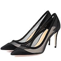 LEHOOR Women High Heels Stiletto Pumps Pointed Toe Suede Dress Shoes Slip on 4 inch Heeled Sandals Closed Pointy Toe Cutout Bridal Wedding Evening Pump Office Ladies Work Business Party 4-11 M US