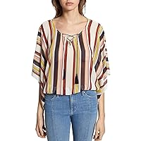 Sanctuary Womens Striped Lace-Up Poncho Top