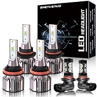 SHENKENUO Fit For DODGE RAM 1500 2500 3500 Without Projector(2013-2018) 9005+H11 High/Low Beam LED Bulbs + 9145/9006 LED Fog Light Bulbs,6500K Cool White Plug and Play，Pack of 6