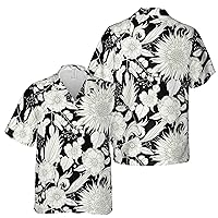 Classic White Black Flower Hawaiian Shirt S-5XL