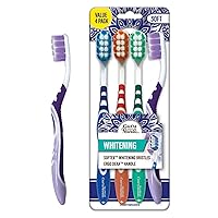 GuruNanda Whitening Toothbrush - with Softex Bristles & Non-Slip ErgoDexa Handle - Perfect for Sensitive Teeth & Gums & Complete Oral Care (Pack of 4)