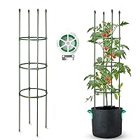 Pack of 1, Tomato Cage, Garden Trellis for Climbing Plants Outdoor, 5ft with Twist Tie for Flowers Vegetables Vines