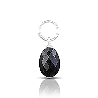 925 Sterling Silver Black Onyx Drop Pendant, Black Onyx Pendant, Oval Faceted Pendant, Charm Pendant, Onyx Pendant, Black Pendant