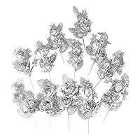 Homeford Organza Corsage Flowers, 6-inch, 12-Count, Silver