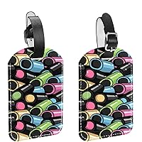 Luggage Tags Licorice Candies Leather Travel Suitcase labels 2 Packs