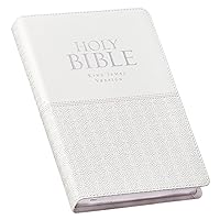 KJV Holy Bible, Standard Size Faux Leather Red Letter Edition Thumb Index & Ribbon Marker, King James Version, White KJV Holy Bible, Standard Size Faux Leather Red Letter Edition Thumb Index & Ribbon Marker, King James Version, White Imitation Leather