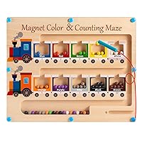 Magnetic Color and Number Maze Board Wooden Montessori Fine Motor Skills Toys for 2 3 Year Old Preschool Learning Activities Classroom Must Haves Sorting Travel Toys for Toddlers 1-3 2-4 Boys Girls