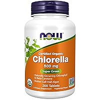 Supplements, Organic Chlorella 500 mg with naturally occurring Chlorophyll, Beta-Carotene, mixed Carotenoids, Vitamin C, Iron and Protein, 200 Tablets