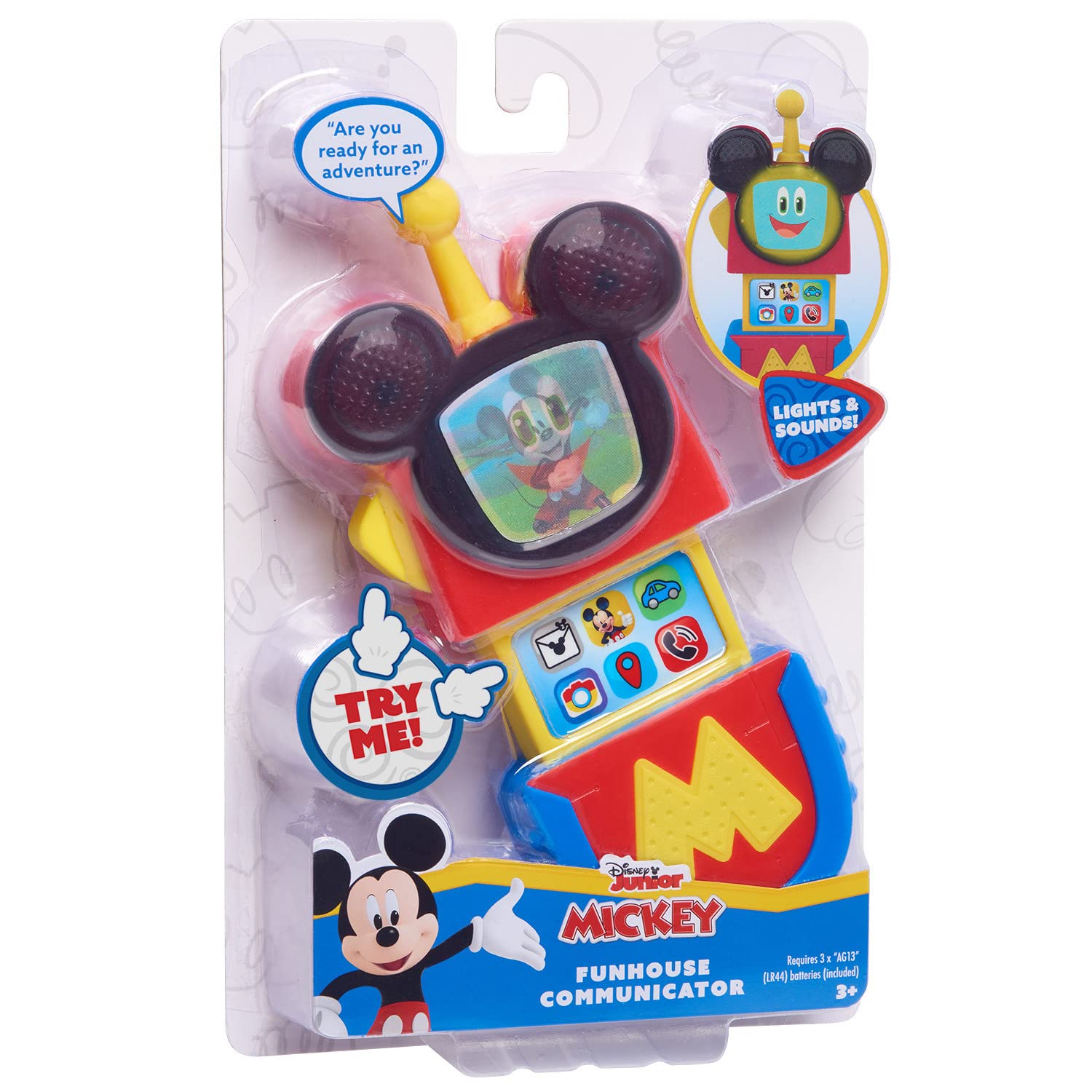 Disney Junior Mickey Mouse Funhouse Communicator with Lights and Sounds, Officially Licensed Kids Toys for Ages 3 Up, Gifts and Presents by Just Play