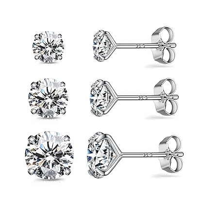 925 Sterling Silver Earrings, Cubic Zirconia Earrings Studs, Diamond Stud Earrings for Women Girl