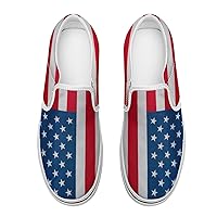 American Flag Women's Slip on Canvas Non Slip Shoes for Women Skate Sneakers (Slip-On)