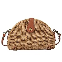 INICAT Straw Crossbody Bag Straw Shoulder Bag Casual Beach Straw Handmade Bag for Women