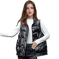 Women Puffer Vest Sleeveless Winter Zip Up Outerwear Warm Stand-up Collar Jacket Padded Gilet with Pockets
