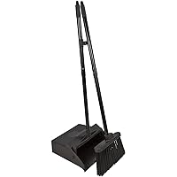Carlisle FoodService Products Duo-Pan Upright Dust Pan and Broom Broom Set with Clip for Floor Cleaning, Restaurants, Office, And Janitorial Use, Plastic, 36 Inches, Black
