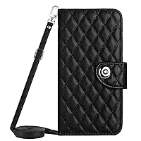 XYX Wallet Case for Samsung Galaxy A23 4G 5G, Crossbody Strap 7 Card Slots TPU Inner Case Button Closure PU Leather Flip Folio Cover with Wrist Strap Kickstand, Black