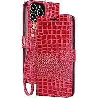 Wallet Case for iPhone 13/13 Pro/13 Pro Max, Crocodile Pattern Leather Magnetic Flip Case with Cards Pocket Stand Feature Full Protection Protective Cover (Color : E, Size : 13pro max 6.7