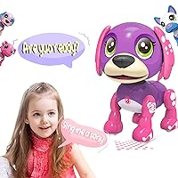 Toddler Robot Dog Toy, Electronic Interactive Pet for Kids Girls, a Walking Talking Dancing Battery Operated Copycat Dog Pets Recording Toy That Repeats What You Say.