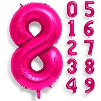 40 Inch Hot Pink Number 8 Balloon Helium Foil Mylar Bright Pink Number Balloons Supplies For Birthday Party Banquet Decorations Graduations Anniversary Baby Shower Photo Shoot Digital 8