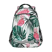 ALAZA Tropical Palm Leaf Pink Flamingo Exotic Bird Backpacks Travel Laptop Daypack School Book Bag for Men Women Teens Kids
