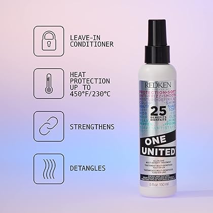 Redken One United All-In-One Leave In Conditioner | Multi-Benefit Leave-In Hair Treatment | Heat Protectant Spray for Hair | Detangles and Smooths Frizz | For All Hair Types | Paraben Free