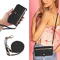 XYX Wallet Case for Samsung A35 5G, Crossbody Chain Zipper Purse Wrist Leather Protective case with 9 Card Slot for Galaxy A35 5G, Black
