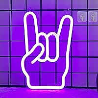 Attivolife Rock Hand Shaped Neon Light, LED Art Wall Decor Purple Neon Signs, USB Powered for Bedroom Bar Christmas Birthday Home Party Gifts