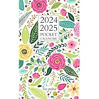pocket calendar 2024-2025 for purse: Small 2-Year Monthly Agenda for Purse | Floral Cover