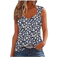 Womens Sexy V Neck O Ring Shoulder Tank Tops Vintage Flower Graphic Cami Shirt Summer Sleeveless Loose Tunic Vest