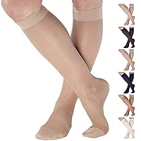 ABSOLUTE SUPPORT Sheer Compression Socks 15-20mmHg for Women, Varicose Veins Support, Made in USA - A101VV
