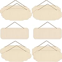 10 Pieces Unfinished Hanging Wood Sign Rectangle Blank Hanging Decorative Rectangle Hanging Wooden Oval Hanging Wooden Slices Banners with Ropes for Christmas Painting Writing DIY Crafts (Beige)