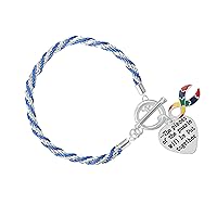 Fundraising For A Cause | Autism Awareness Charm Bracelet with Accent String - Puzzle Ribbon Bracelets for Autism & Asperger’s Awareness