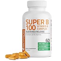 Vitamin B 100 Complex High Potency Sustained Release (Vitamin B1, B2, B3, B6, B9 - Folic Acid, B12), 60 Tablets