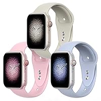 HQSBEST 3 Pack Sport bands Compatible with Apple Watch Band 38mm 40mm 41mm 42mm 44mm 45mm 49mm Women Men soft Silicone Durable Waterproof Strap for IWatch Ultra SE Series 8 7 6 5 4 3 2 1