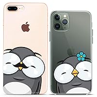 Matching Couple Cases Compatible for iPhone 15 14 13 12 11 Pro Max Mini Xs 6s 8 Plus 7 Xr 10 SE 5 Kawaii Penguins Coon Kids Silicone Pair Cover Clear Anniversary Girlfriend Love Cute Mate ed