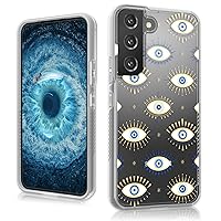 MYBAT PRO Slim Cute Clear Crystal Mood Series Case for Samsung Galaxy S22 6.1 inch, Stylish Hard PC + Soft TPU Bumper Military Grade Drop Shockproof Non-Yellowing Protective Cover, Evil Eye