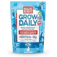 Healthy Height Grow Daily Protein Powder (Plain) - Developed by Pediatricians - High in Protein Nutritional Shake - Contains Key Vitamins & Minerals with No Added Sugar