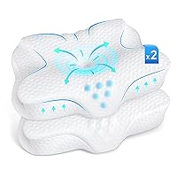 Cervical Pillow Pack of 2, Memory Foam Pillow for Neck Head Shoulder Pain Relief Sleeping, Ergonomic Orthopedic Contoured Cooling Neck Bed Pillow for Side, Back and Stomach Sleepers