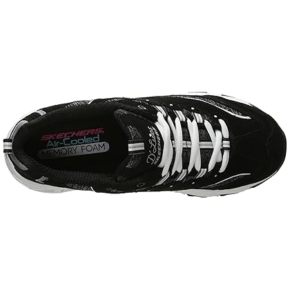Skechers Sport Women's D'Lites Memory Foam Lace-up Sneaker,Me Time Black/White,7 W US