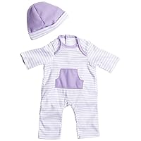 JC Toys | Berenguer Boutique | La Baby Doll Outfit | 2 Piece Purple Striped Onesie|Washable| Ages 2+ | Fits Dolls 14