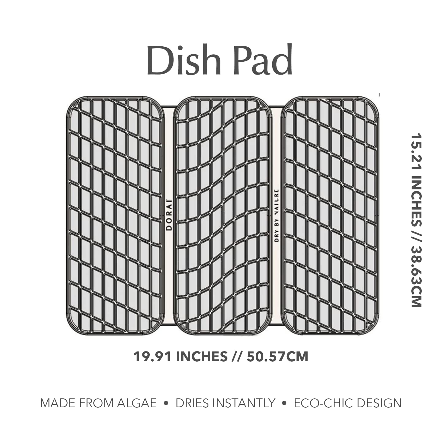 Dorai Home Dish Pad – Collapsible Kitchen Dish Drying Mat – Wrapped in Silicone Webbing to Protect Dishes – Dries Instantly – Modern and Stylish – Minimal Design to Match Any Countertop – Sandstone