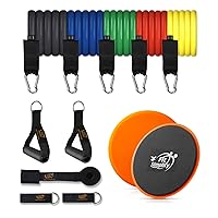 Fit Simplify Resistance Exercise Tube Bands 12 Piece Set and Sliders