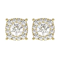 18K Yellow Gold Round Brilliant Cut 100% Natural Diamond Solitaire Stud Earrings | Jewelry Gifts for Women