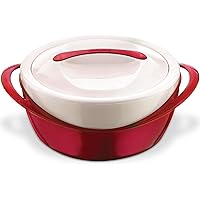 Pinnacle Large Insulated Casserole Dish with Lid 3.6 qt. Elegant Hot Pot Food Warmer/Cooler -Thermal Soup/Salad Serving Bowl Stainless Steel Hot Food Container–Best Gift Set for Moms –Holidays Red