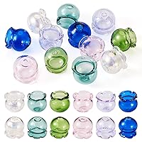 12Pcs Glass Jellyfish Beads Caps Flower Bead Cones Clear Crystal Floral Wind Bell Beads 6 Colors Glass Fishing Beads for Craft DIY Wind Chimes Women Jewelry Making 15x16mm