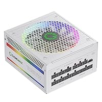 GAMEMAX 1050W ATX 3.0 & PCIE 5.0 Power Supply, 80+ Gold Certified, Addressable RGB with 5V Motherboard Sync, Fully Modular ATX Gaming Power Supply, 10 Year Warranty, RGB-1050, White Version