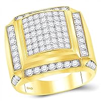 The Diamond Deal 10kt Yellow Gold Mens Princess Diamond Square Cluster Ring 2-7/8 Cttw